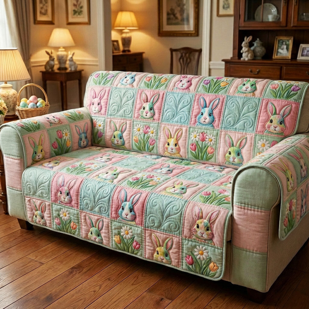 Bunny Hop Quilted Sofa Cover Creative Home Room Decor Cozy Living Gift Ideas - Tradiviet