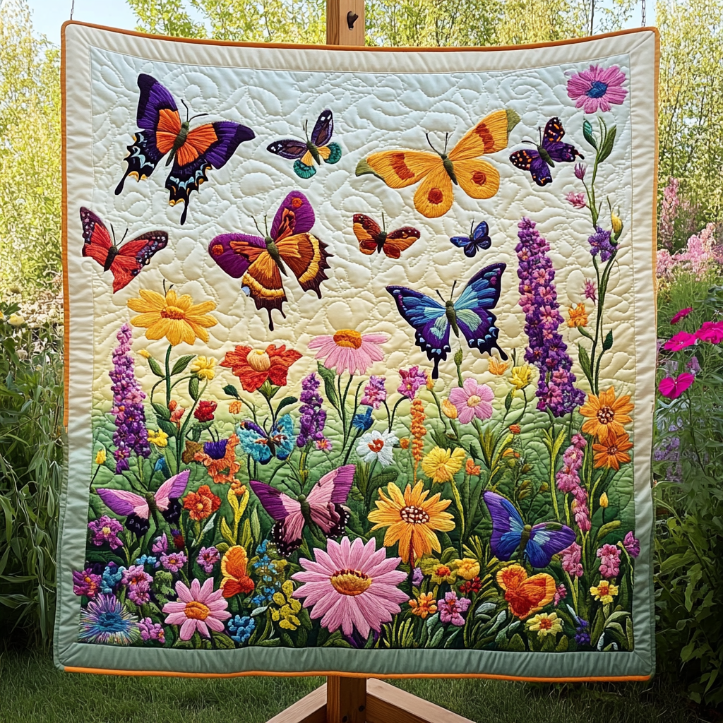 Butterfly Bliss Quilted Blanket USA 250 Years Of Independence Patriotic Presents - Tradiviet