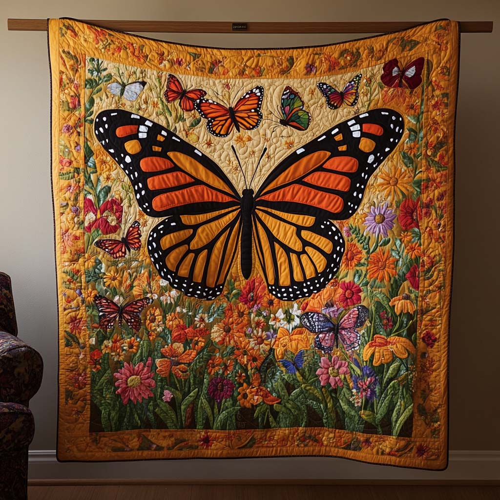 Butterfly Bliss Quilted Blanket USA 250 Years Strong Gift For Patriots - Tradiviet