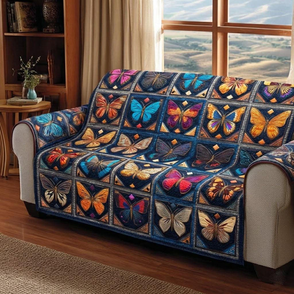 Butterfly Bliss Quilted Sofa Cover Recliner Couch Covers Butterfly Lovers Gifts Shop - Tradiviet