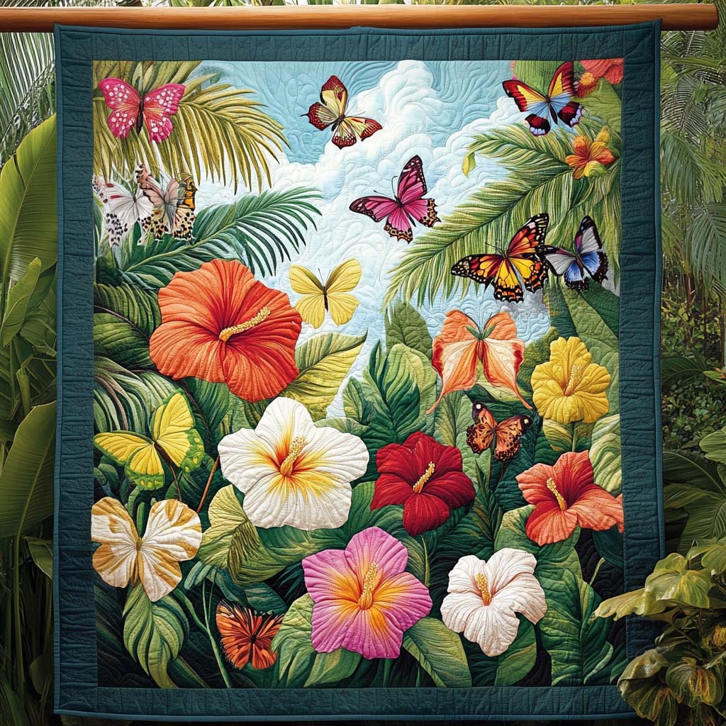 Butterfly Garden Bliss Quilted Blanket We The People Gifts For Independence Day - Tradiviet