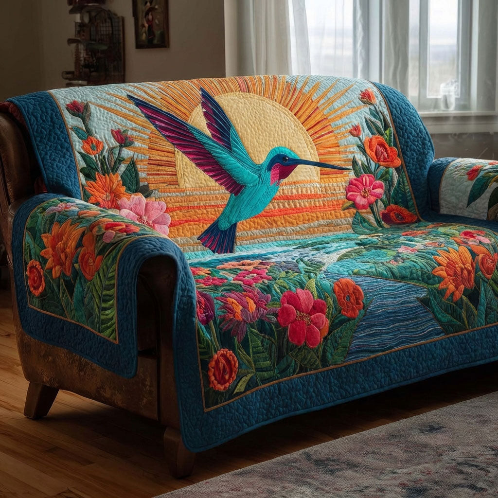 Butterfly Meadow Quilted Sofa Cover Beautiful Sofa Covers Great Hummingbird Lover Gifts - Tradiviet