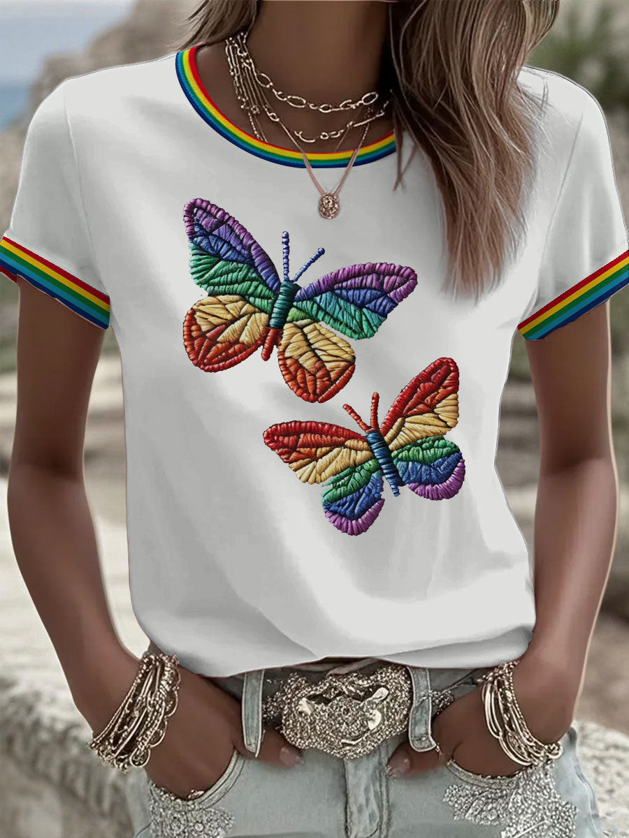 Butterfly Rainbow T-Shirt Pride Clothing Unique Gift For LGBT Fans - Tradiviet - Image 2