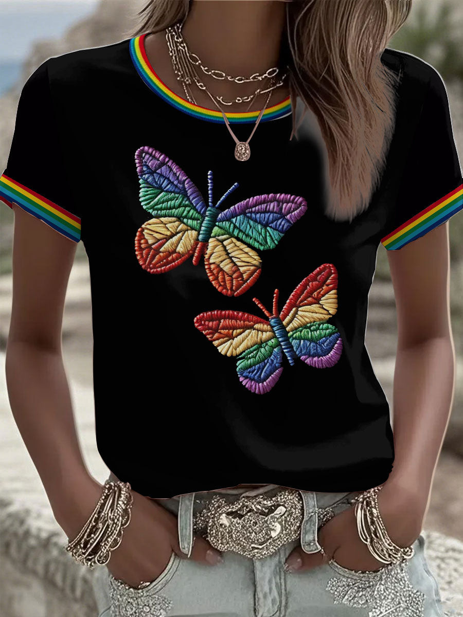 Butterfly Rainbow T-Shirt Pride Clothing Unique Gift For LGBT Fans - Tradiviet