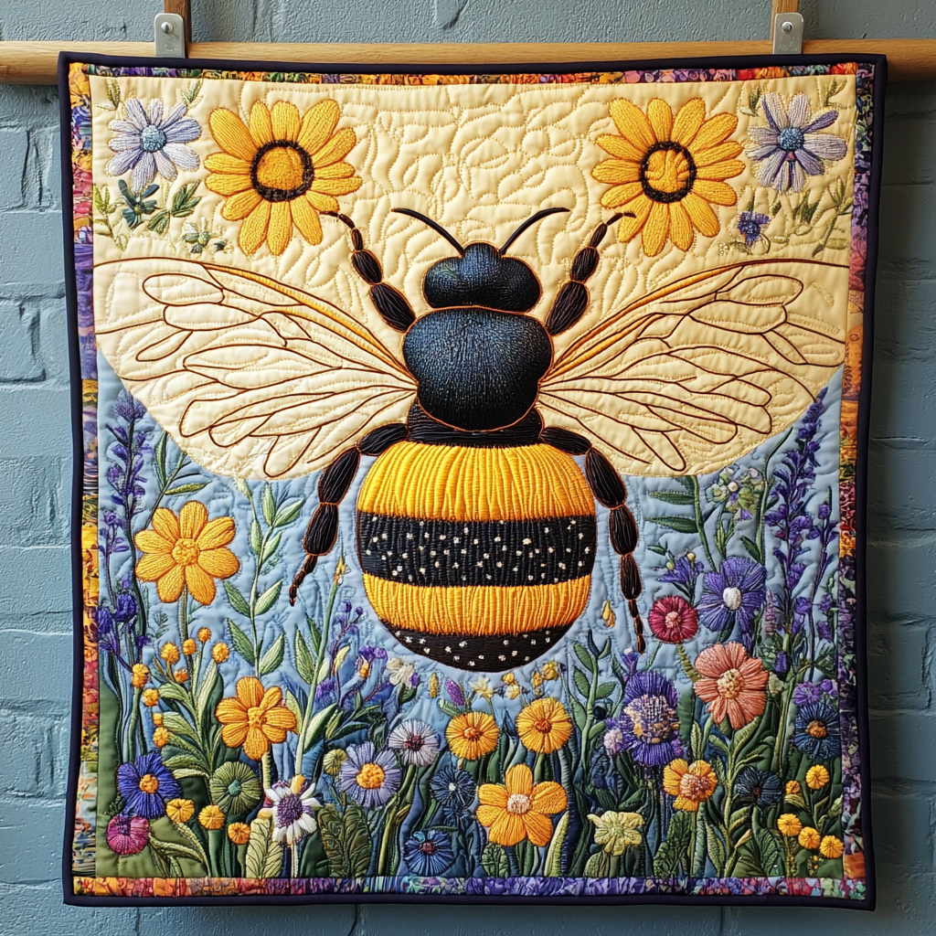 Buzzing Blooms Quilted Blanket Home Decor Ideas Gift For Papa - Tradiviet