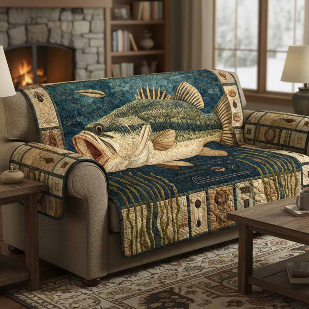 Cabin Bass Quilted Sofa Cover Modern Home Room Decor Present For New Home - Tradiviet