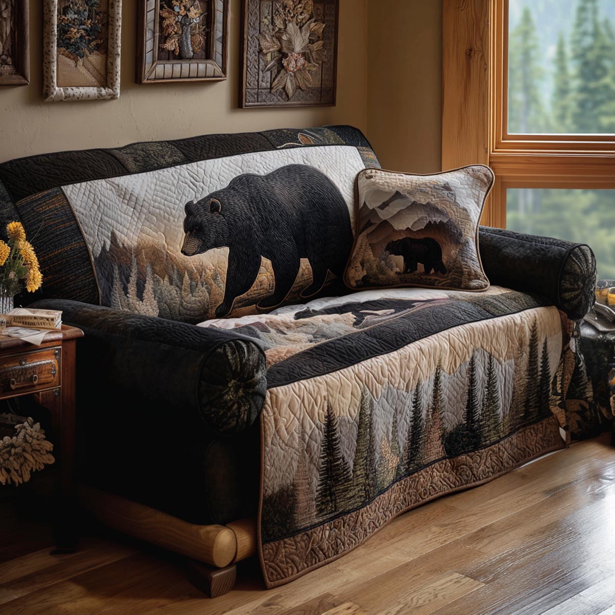 Cabin Calm Quilted Sofa Cover Beautiful Home Room Decor Great Housewarming Gift Ideas - Tradiviet