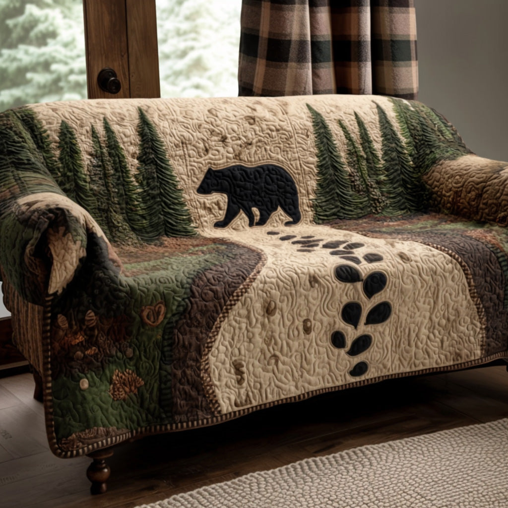 Cabin Creek Bear Quilted Sofa Cover Minimalist Home Room Decor Teddy Bear Gifts - Tradiviet