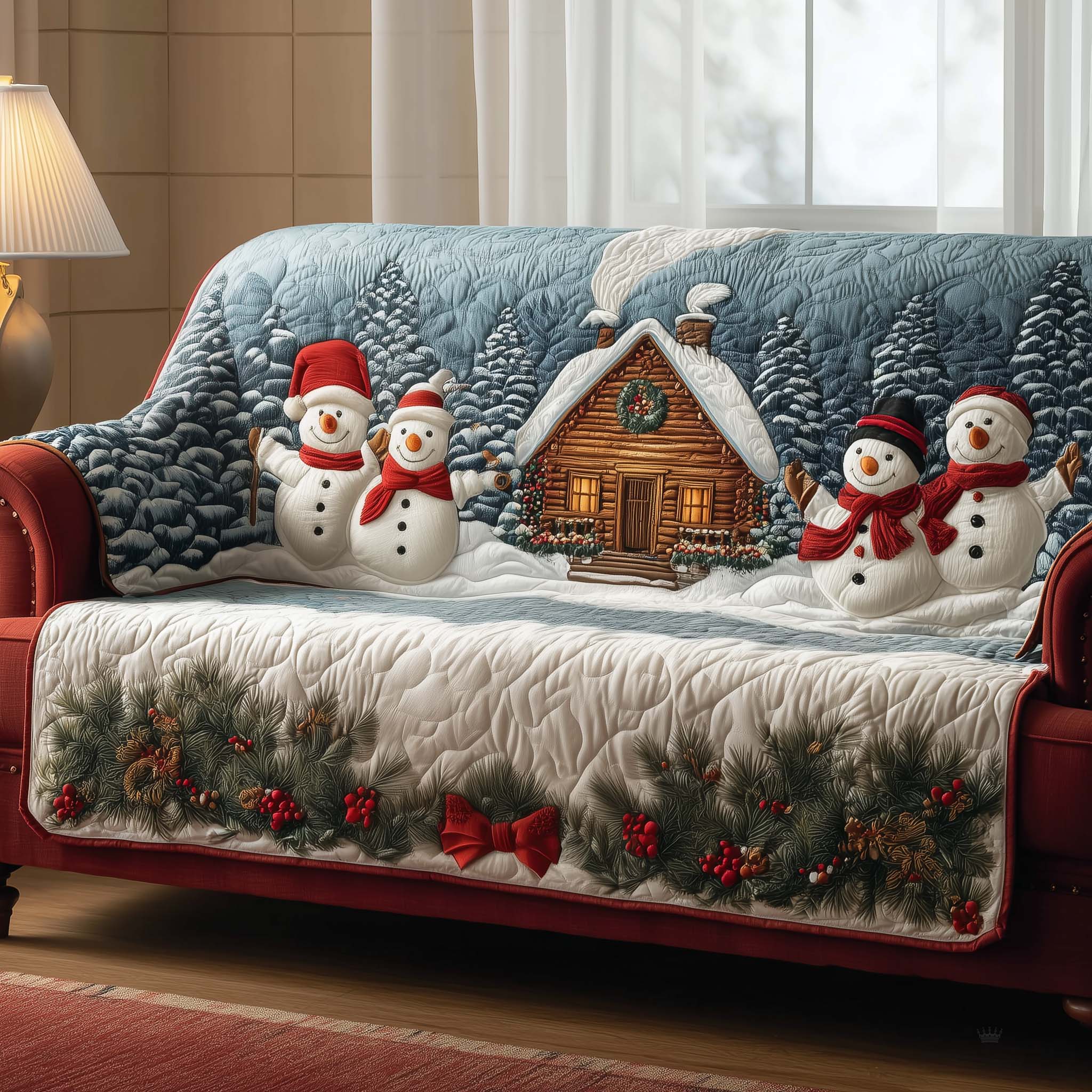Cabin Friend Quilted Sofa Cover Cabin Home Couch Cover Gift For Home Decorators - Tradiviet