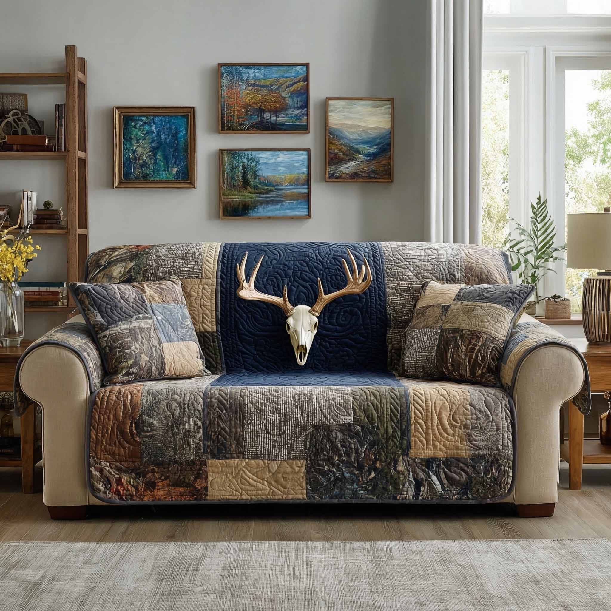Cabin Hearth Quilted Sofa Cover Chic Home Room Decor Gifts For Home Lovers - Tradiviet