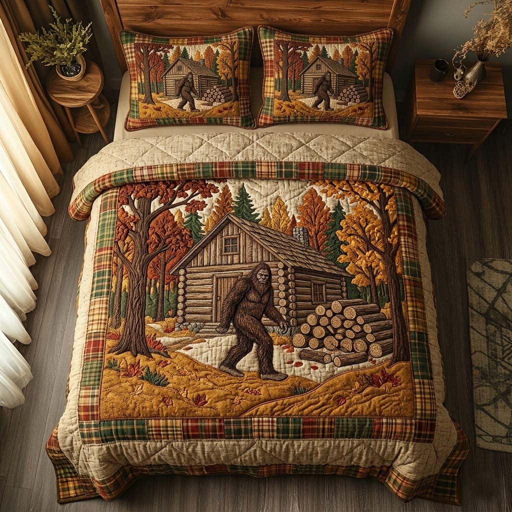 Cabin Path Bigfoot Quilted Bedding Set Cabin Path Farmhouse Gift For Cabin Path - Tradiviet