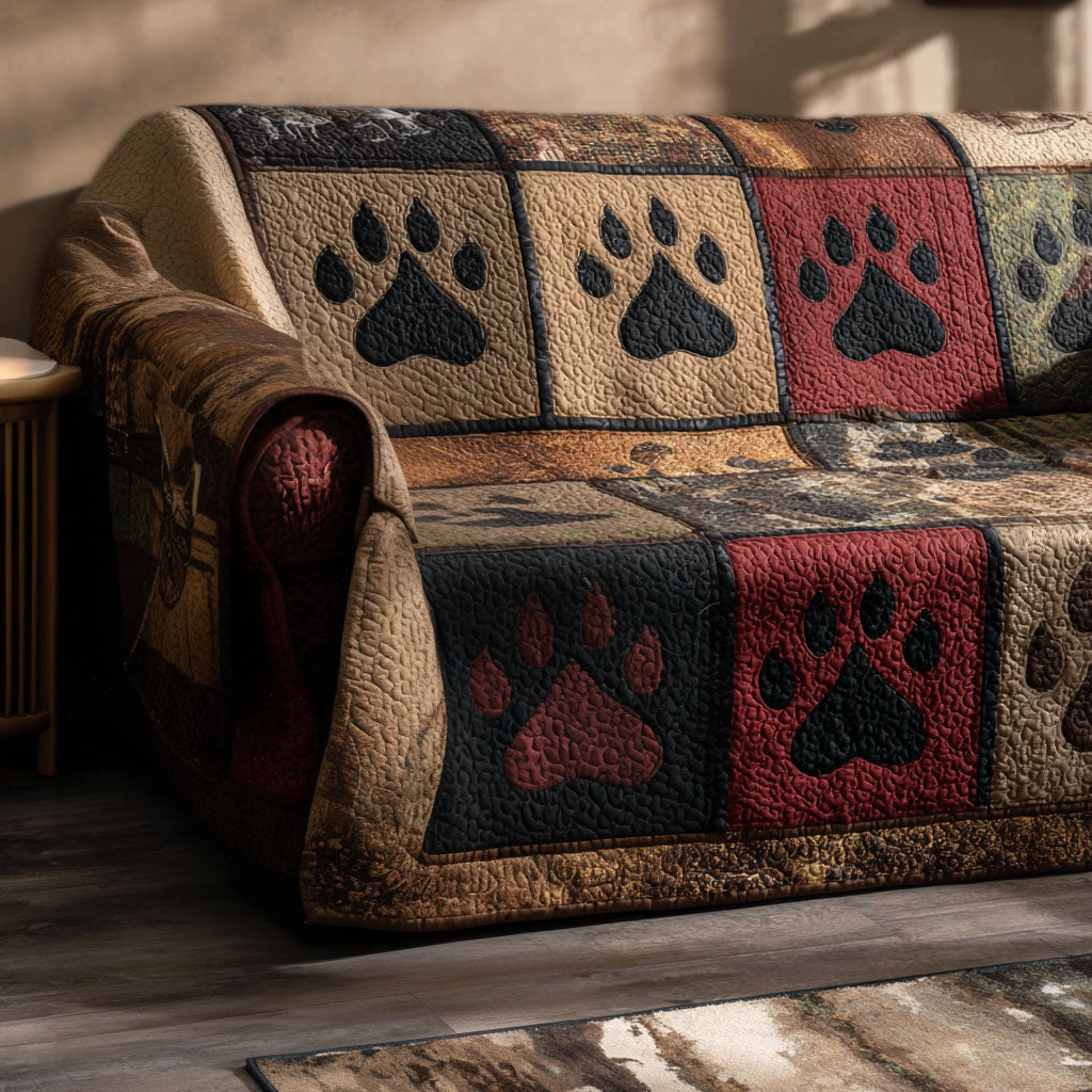Cabin Pawprint Quilted Sofa Cover Room Room Decor Ideas Gifts For Home Lovers - Tradiviet