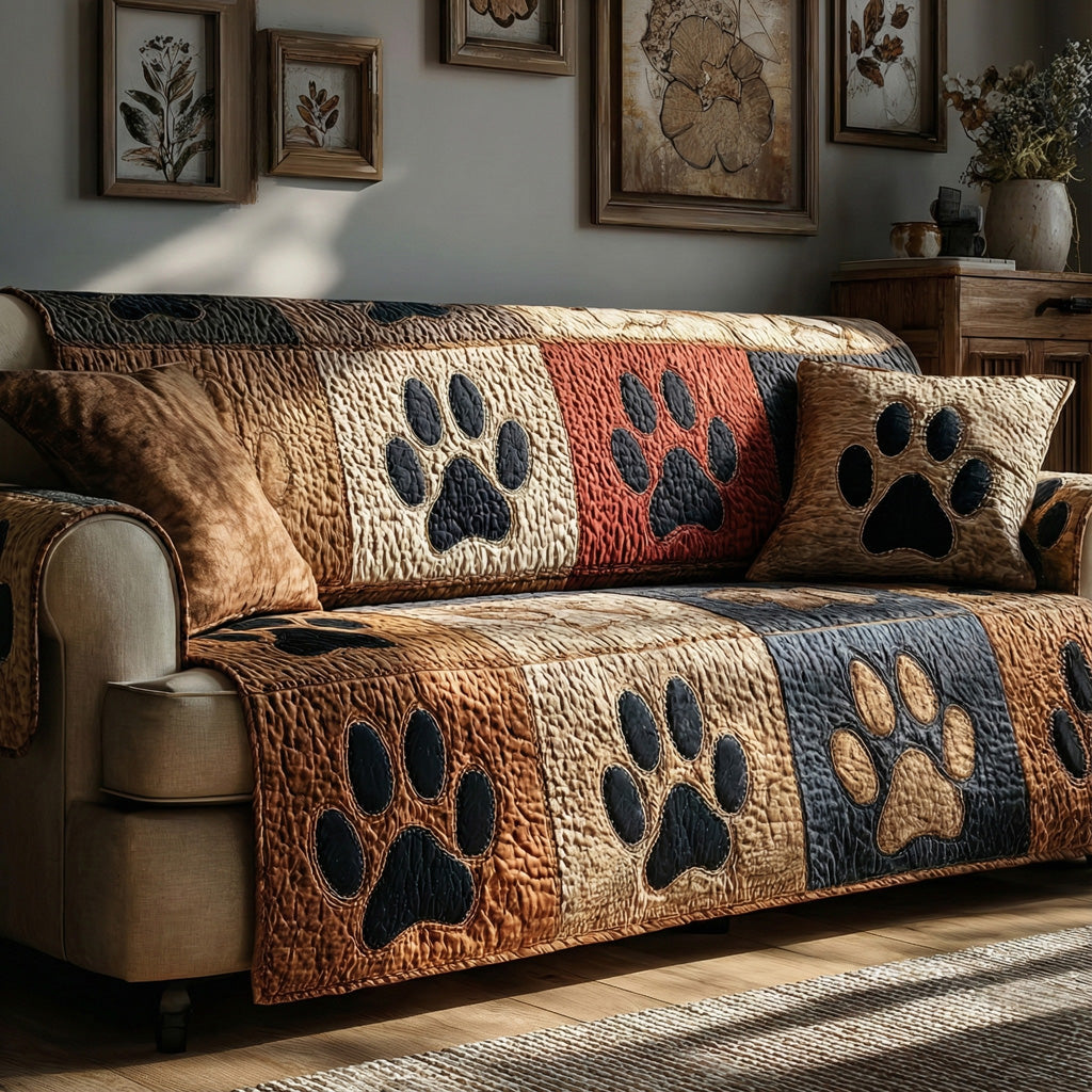 Cabin Paws Quilted Sofa Cover Elegant Home Room Decor Gift For Cozy Spaces - Tradiviet