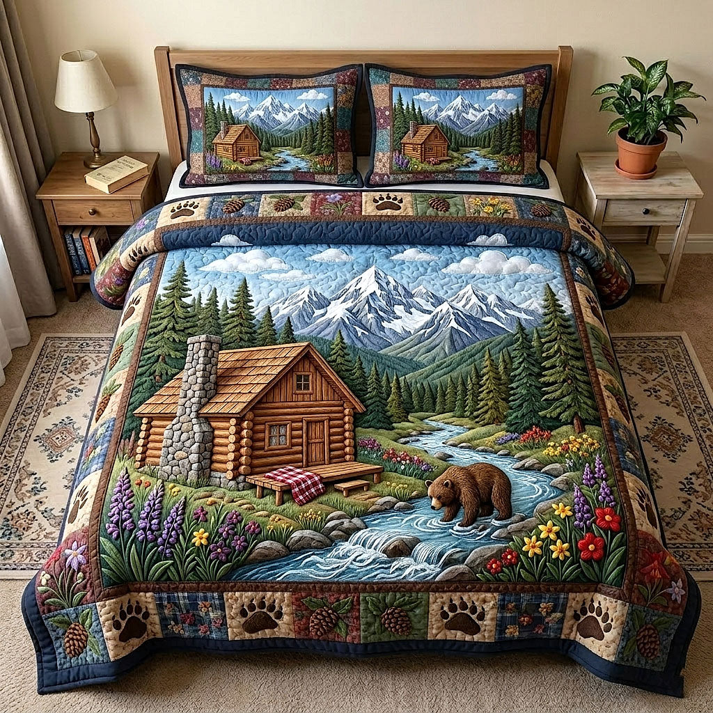 Cabin Retreat Quilted Bedding Set Cabin Retreat Dream Gift For Cabin Wife - Tradiviet