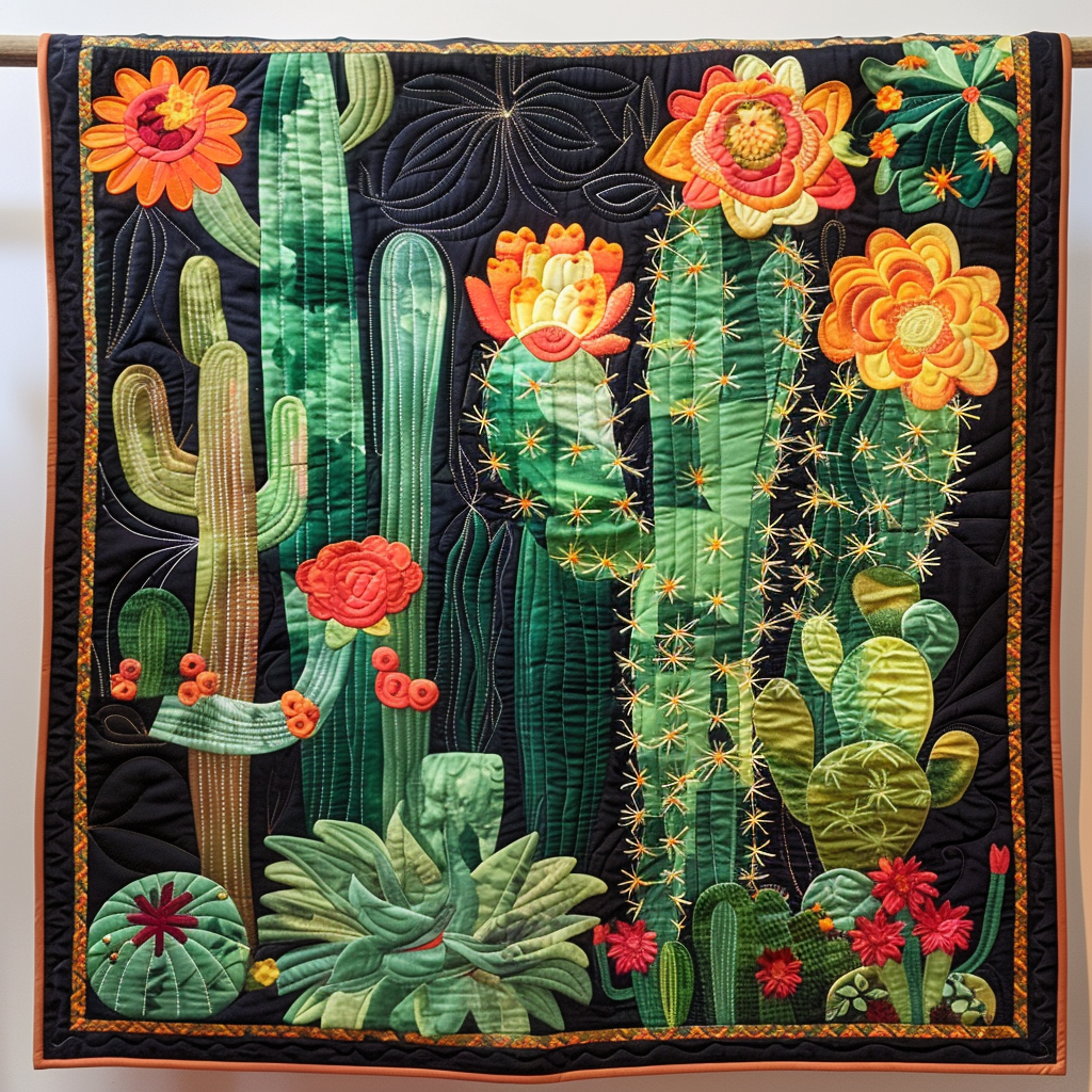 Cacti Crest Quilted Blanket Living Room Ideas Gift For Kids - Tradiviet