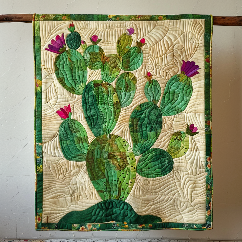 Cacti Delight Quilted Blanket Home Good Decoration Gift For Girls - Tradiviet