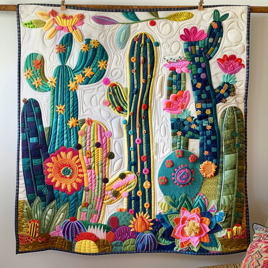 Cacti Serenade Quilted Blanket Decorations For Your Room Gift For Teacher - Tradiviet