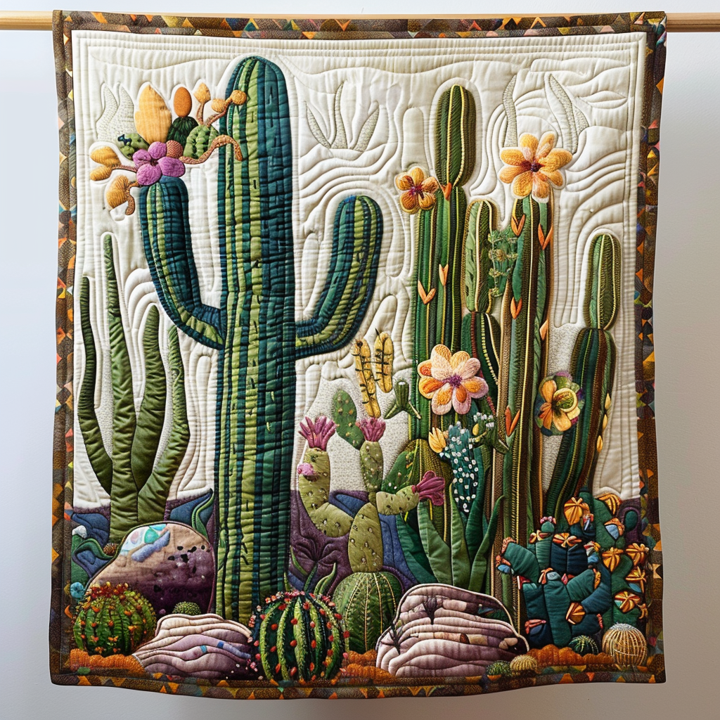 Cacti Vibes Quilted Blanket Cute Room Decor Gift For Decor Home - Tradiviet