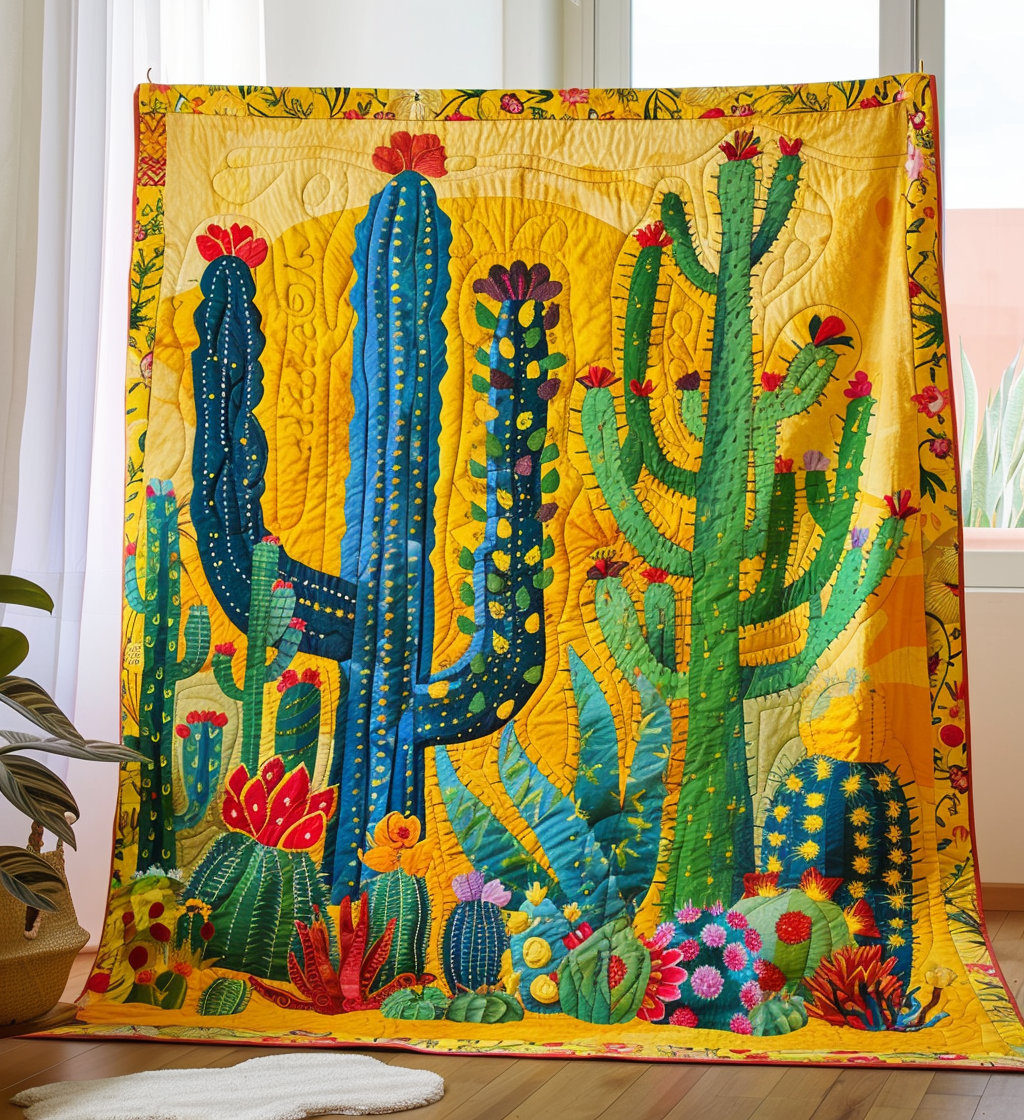 Cacti Wonderland Quilted Blanket Bedroom Decorations Gift For Home Decor - Tradiviet