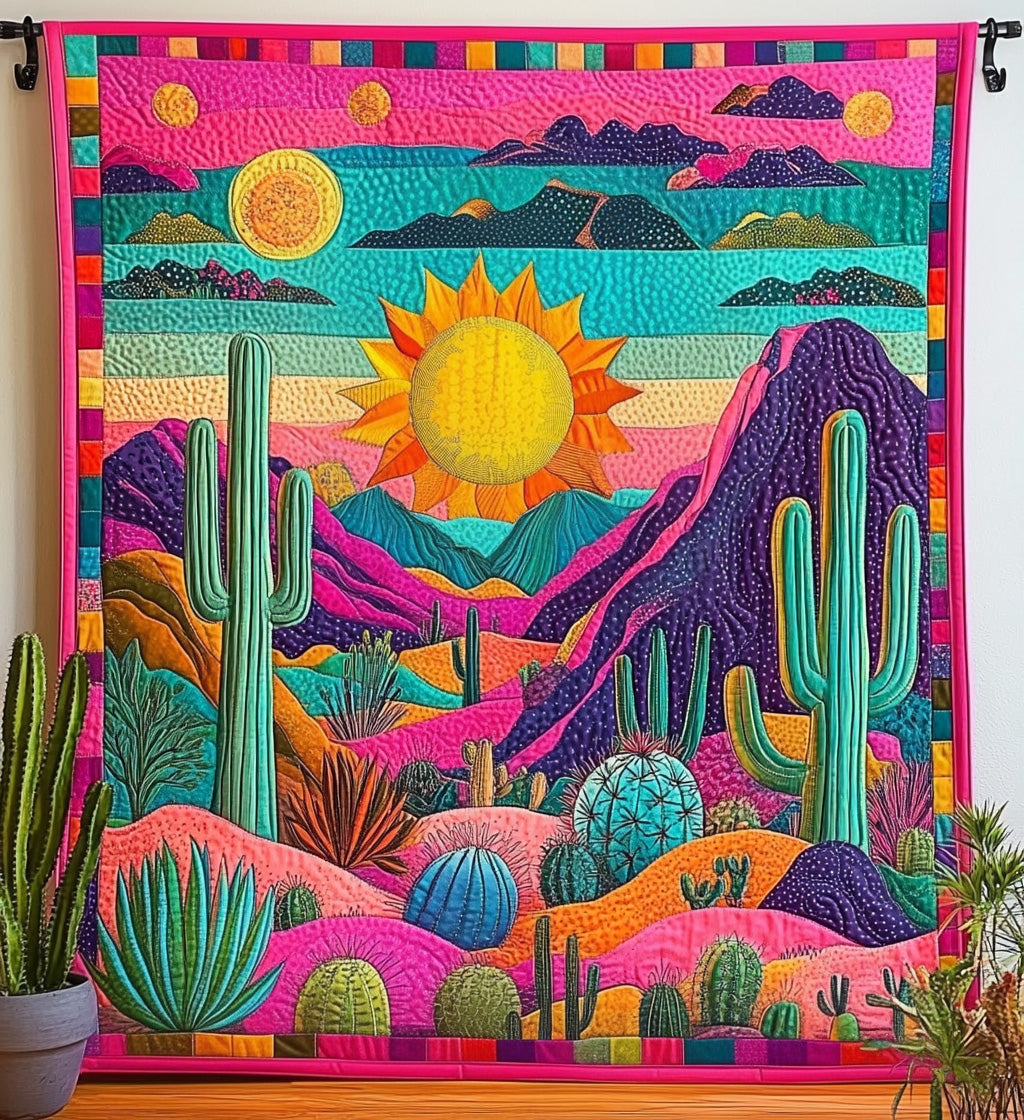 Cactus Comfort Quilted Blanket Autumn Inspired Bedroom Gift For Indoor Decor - Tradiviet