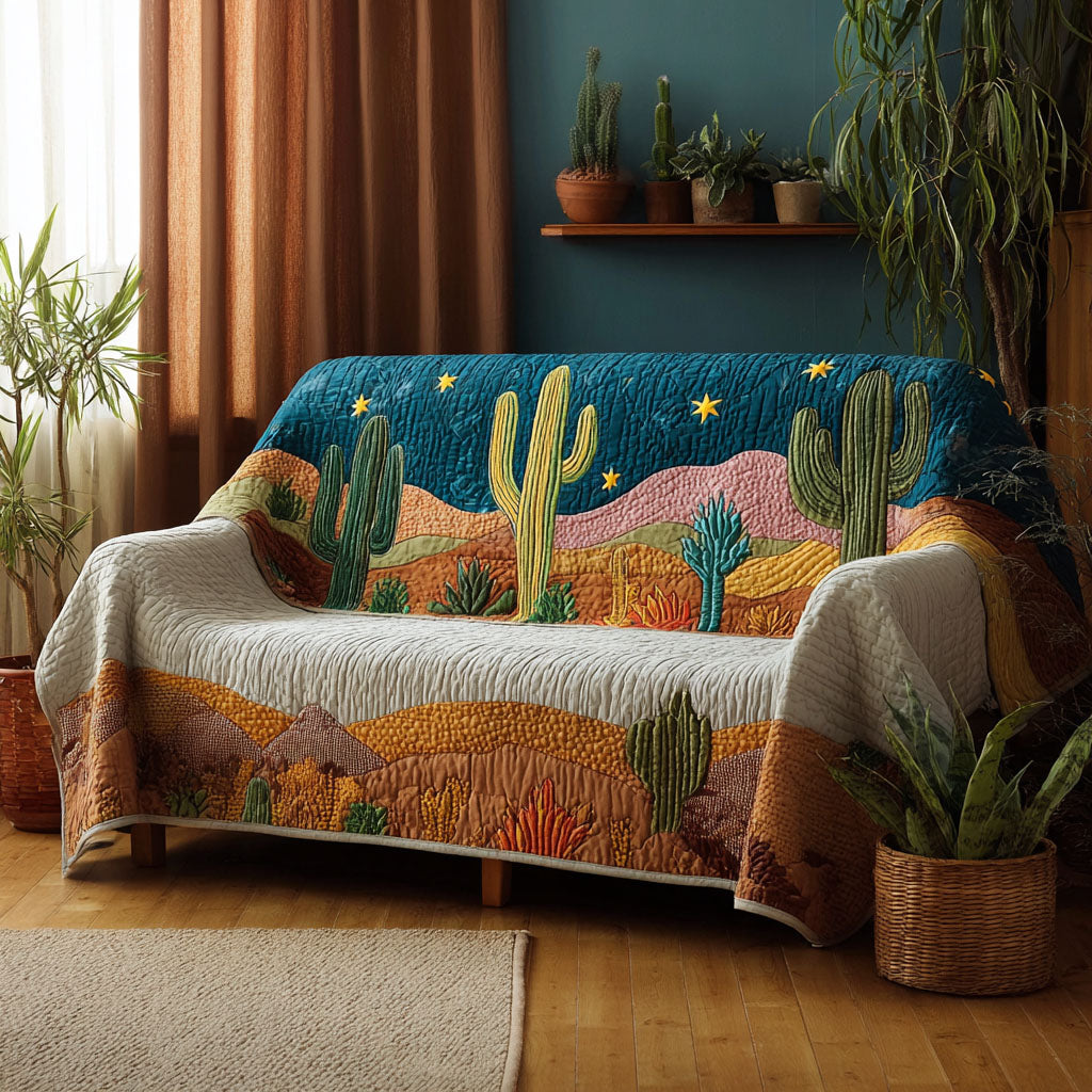 Cactus Garden Quilted Sofa Cover Living Room Sofa Covers Great Cactus Themed Gifts - Tradiviet