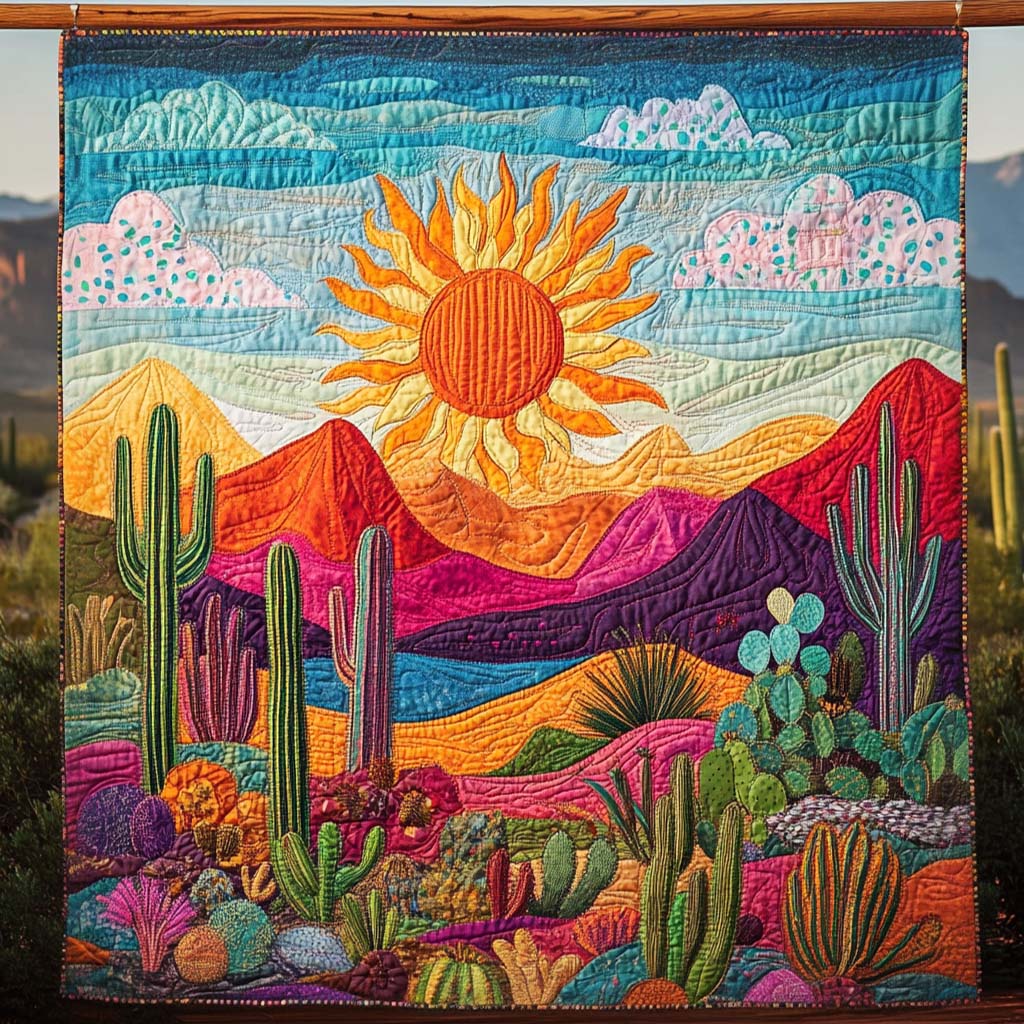 Cactus Glow Quilted Blanket Room Decorations Gift For Modern Decor - Tradiviet
