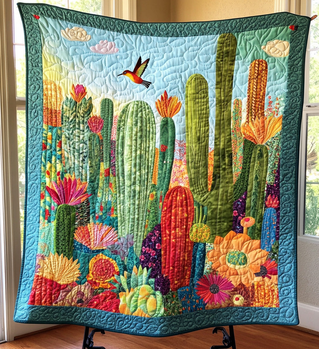 Cactus Harmony Quilted Blanket 1776 2026 Merch Gift For Cozy Home - Tradiviet