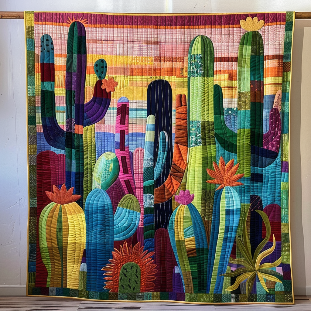 Cactus Melody Quilted Blanket 250 Years Of America Gift For New Home - Tradiviet