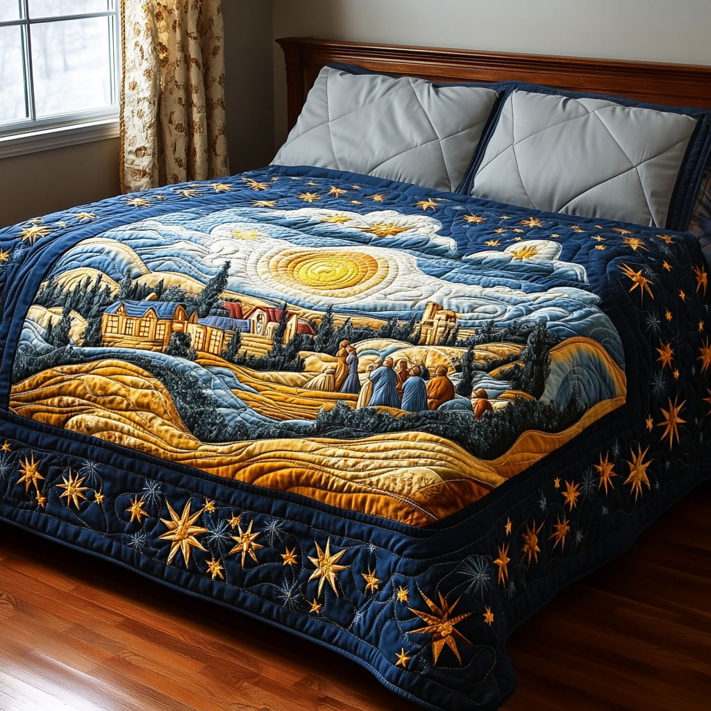 Calm And Bright Quilted Blanket American 250 Years Birthday Gift For Porch Decor - Tradiviet