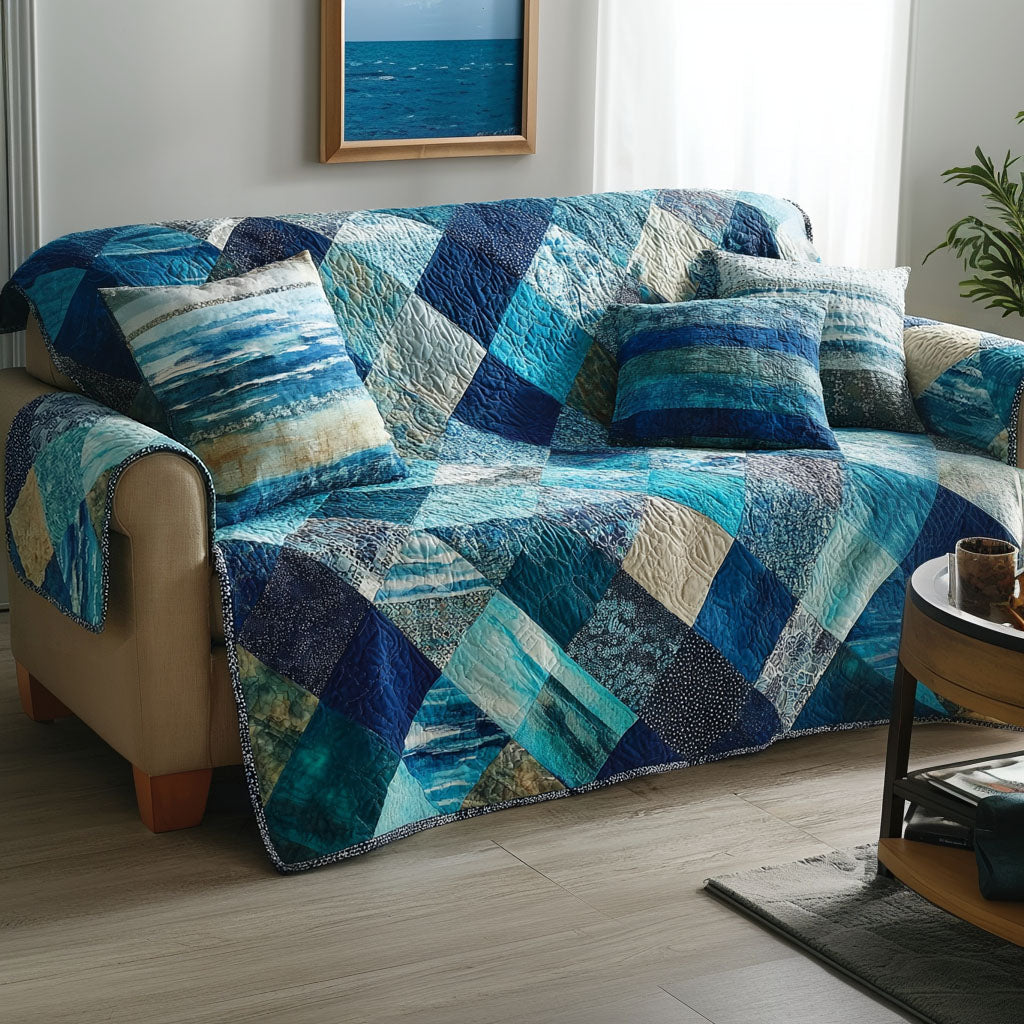 Calm Waters Quilted Sofa Cover Home Decor Christmas Gifts For Beach Lovers - Tradiviet