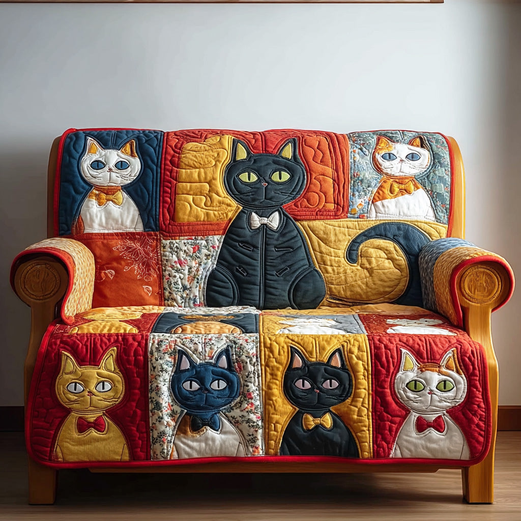 Calm Whiskers Quilted Sofa Cover Simple Room Decor Home Gift For Her - Tradiviet