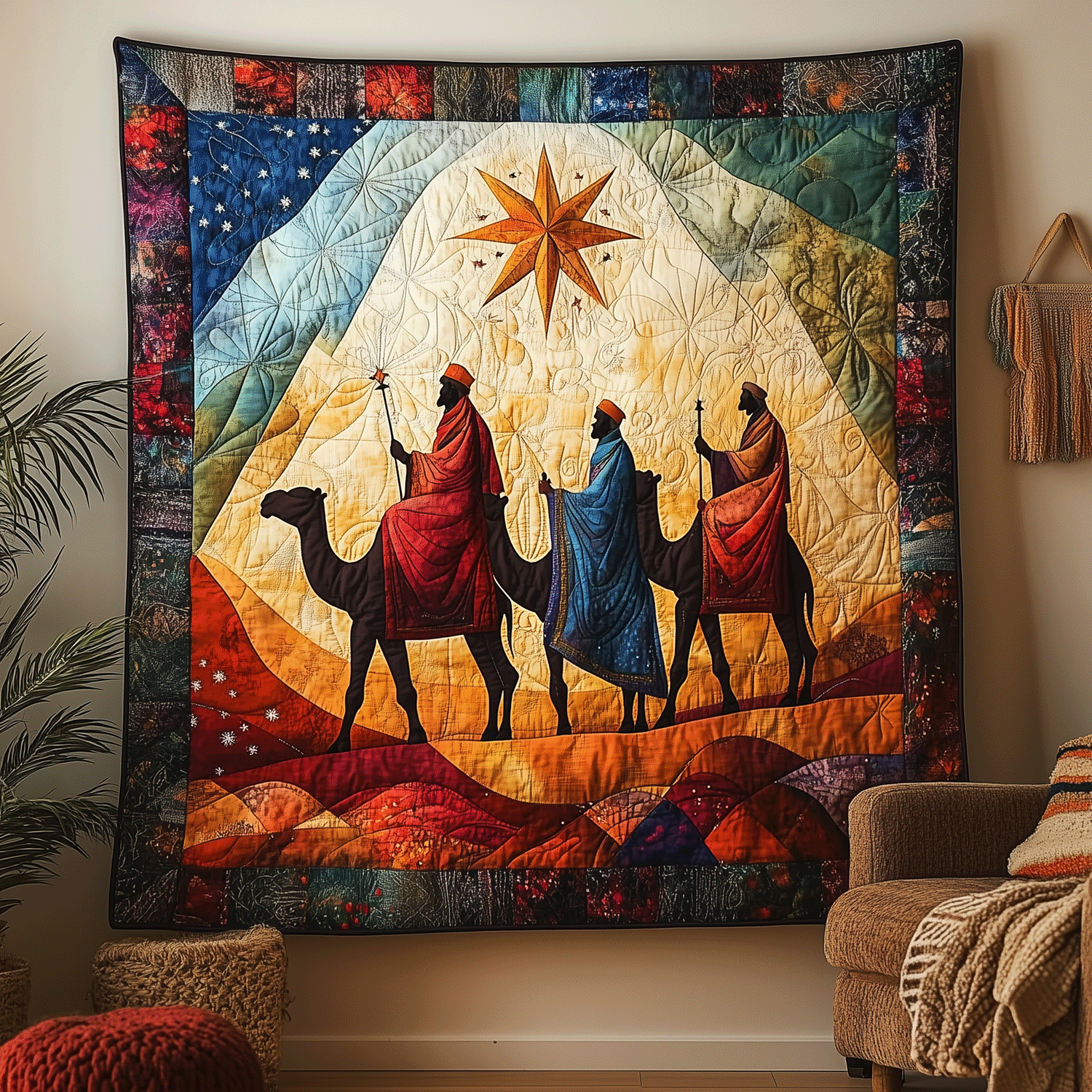 Camel Caravan to Bethlehem Quilted Blanket Cute Fourth Of July Patriotic Gift Ideas - Tradiviet