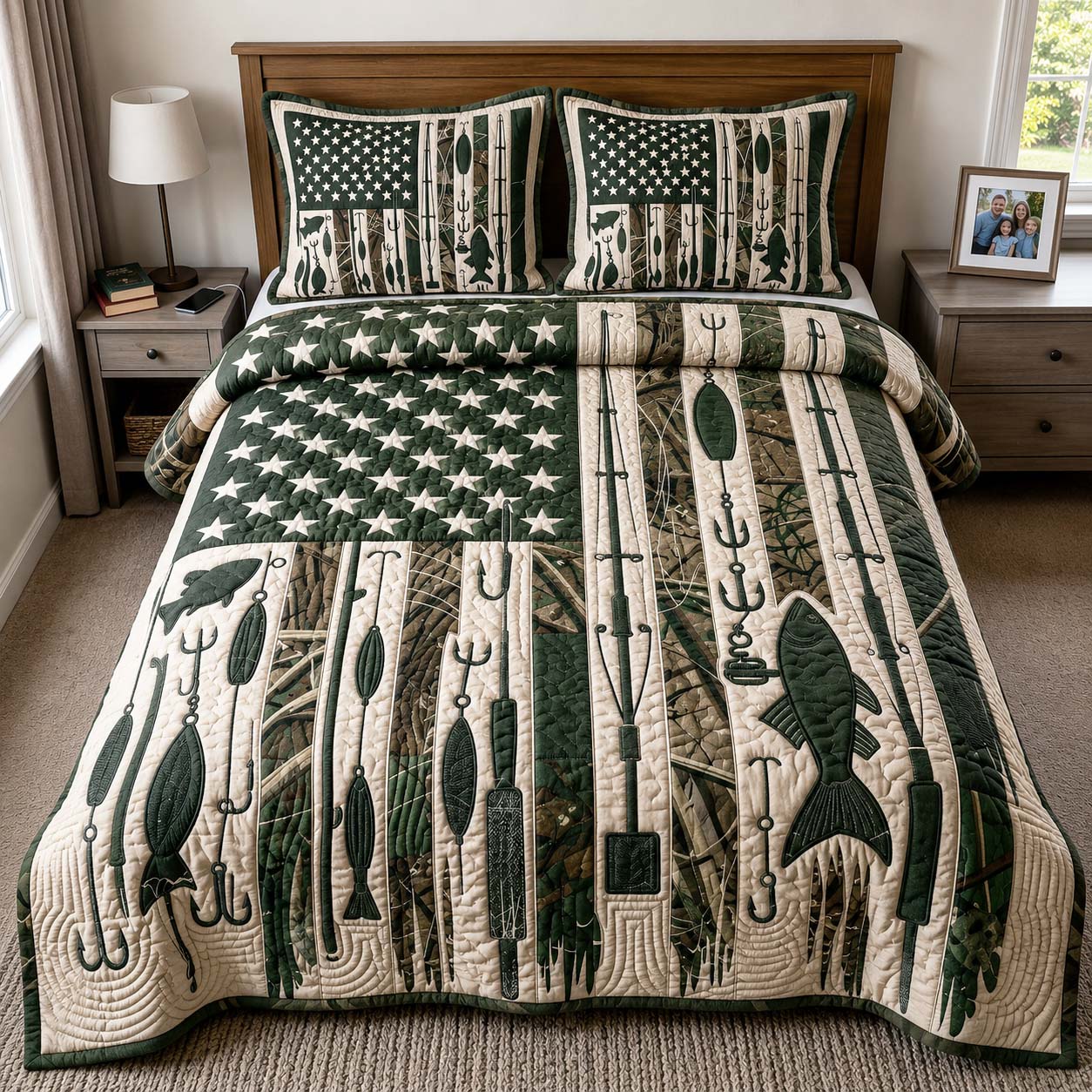 Camo Tackle Quilted Bedding Set Camo Tackle Path Gift For Camo Tackle - Tradiviet