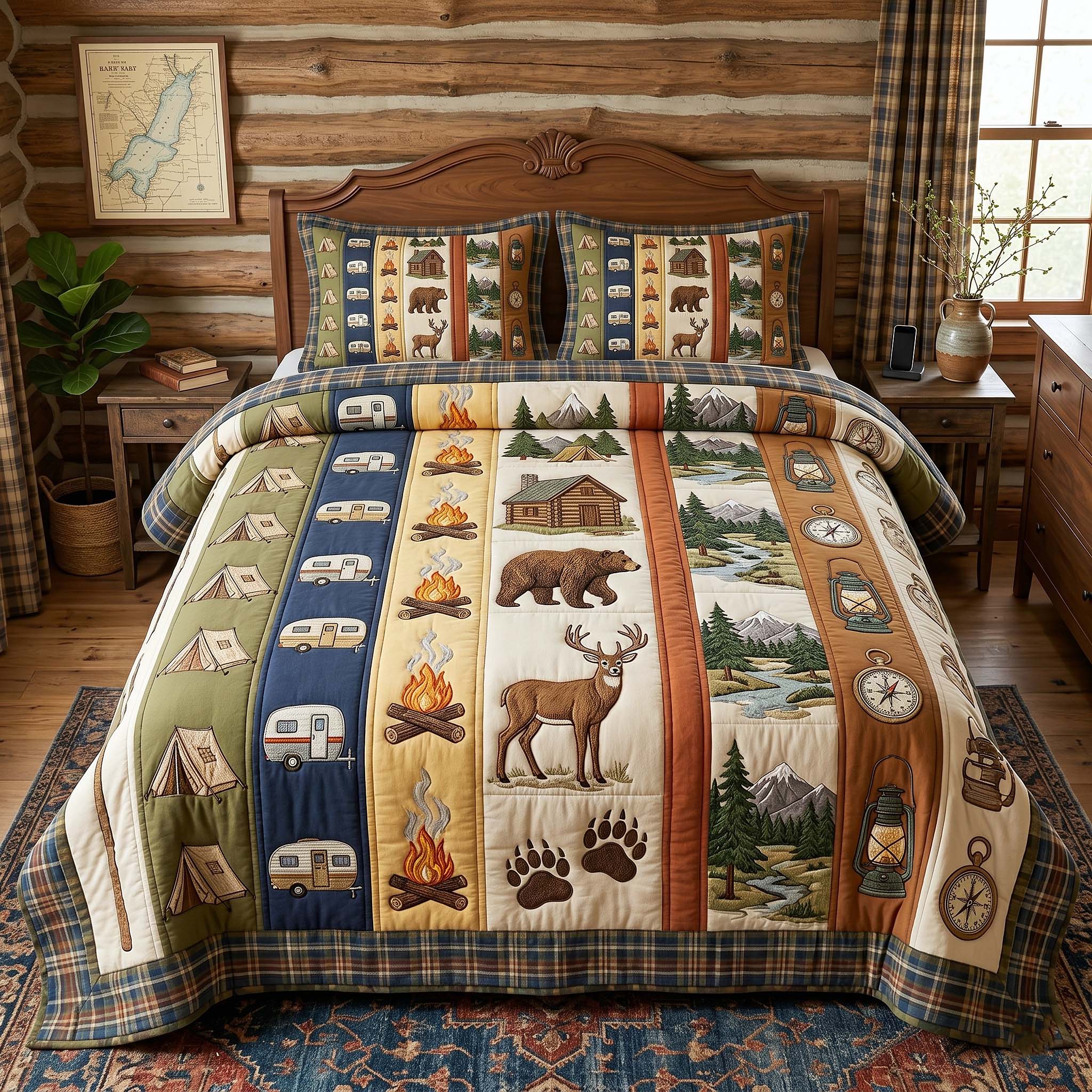 Camp Escape Quilted Bedding Set Camp Escape Collection Gift For Camp - Tradiviet
