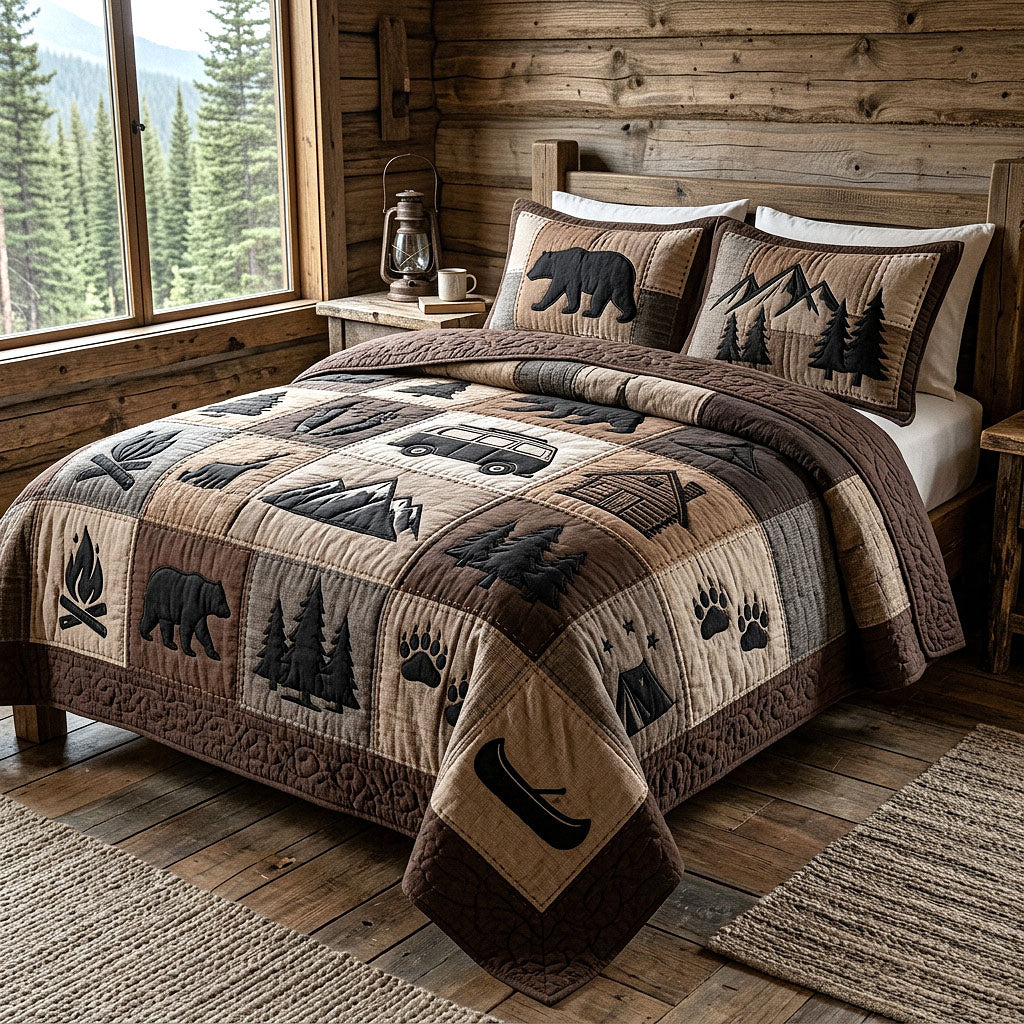 Camp Escape Quilted Bedding Set Camp Escape Midnight Gift For Escape Family - Tradiviet