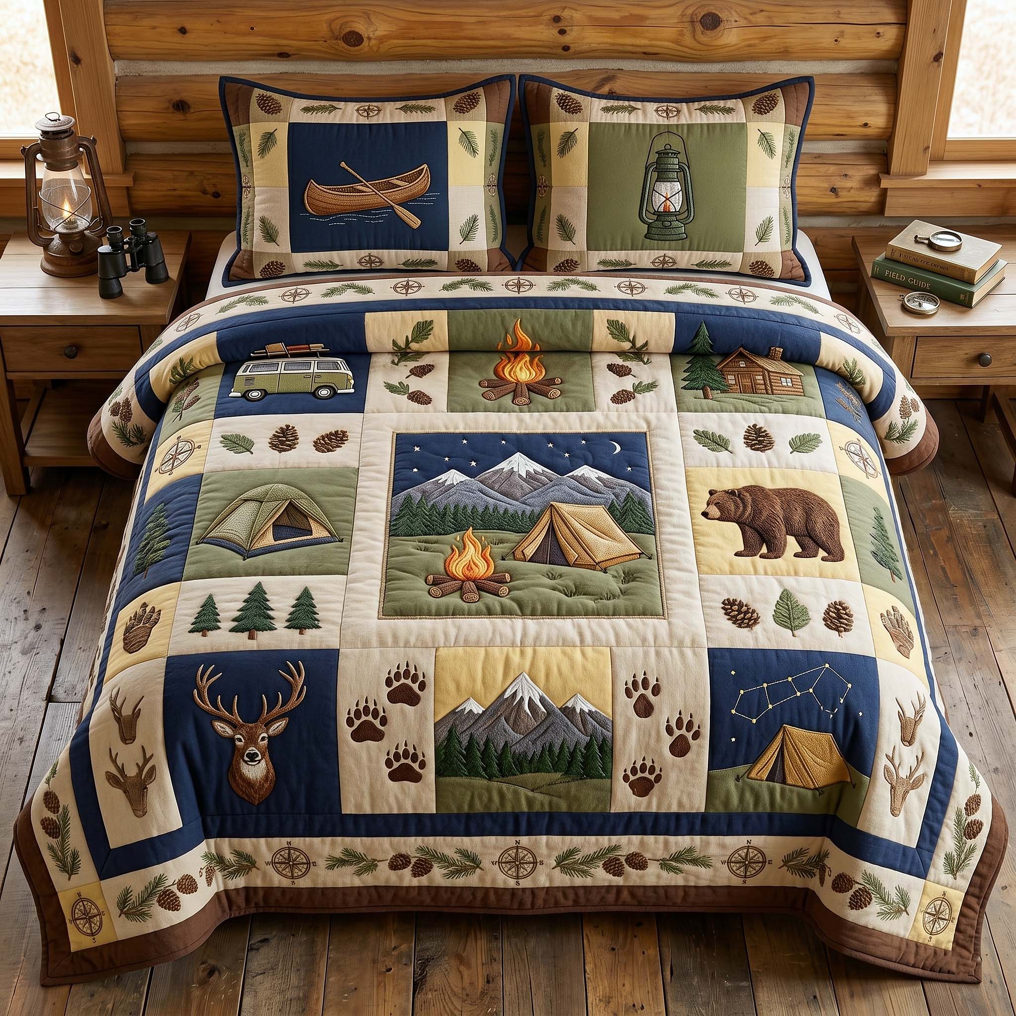 Camp Escape Quilted Bedding Set Camp Escape Prairie Gift For Camp Family - Tradiviet