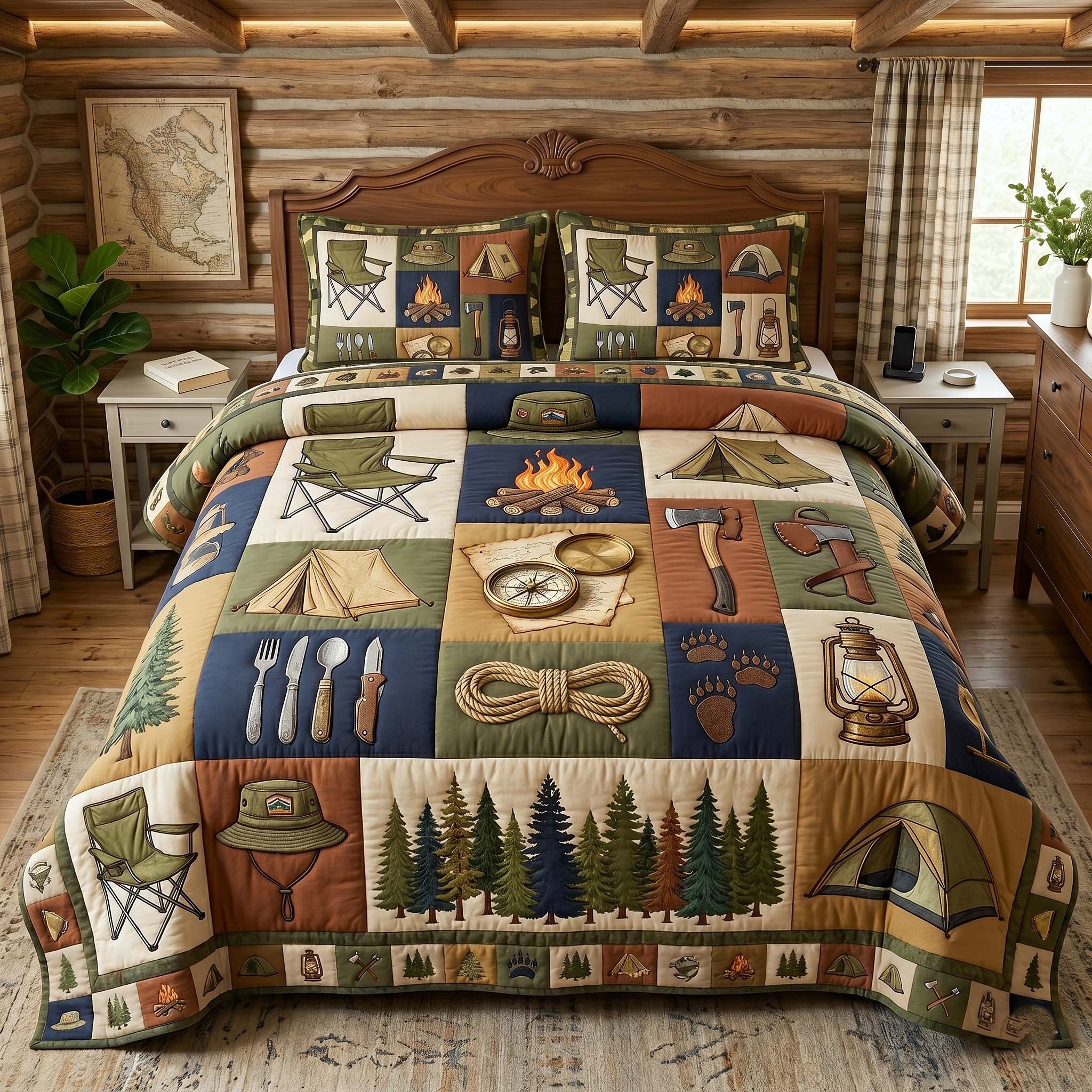 Camp Escape Quilted Bedding Set Camp Escape Tone Gift For Camp Lovers - Tradiviet