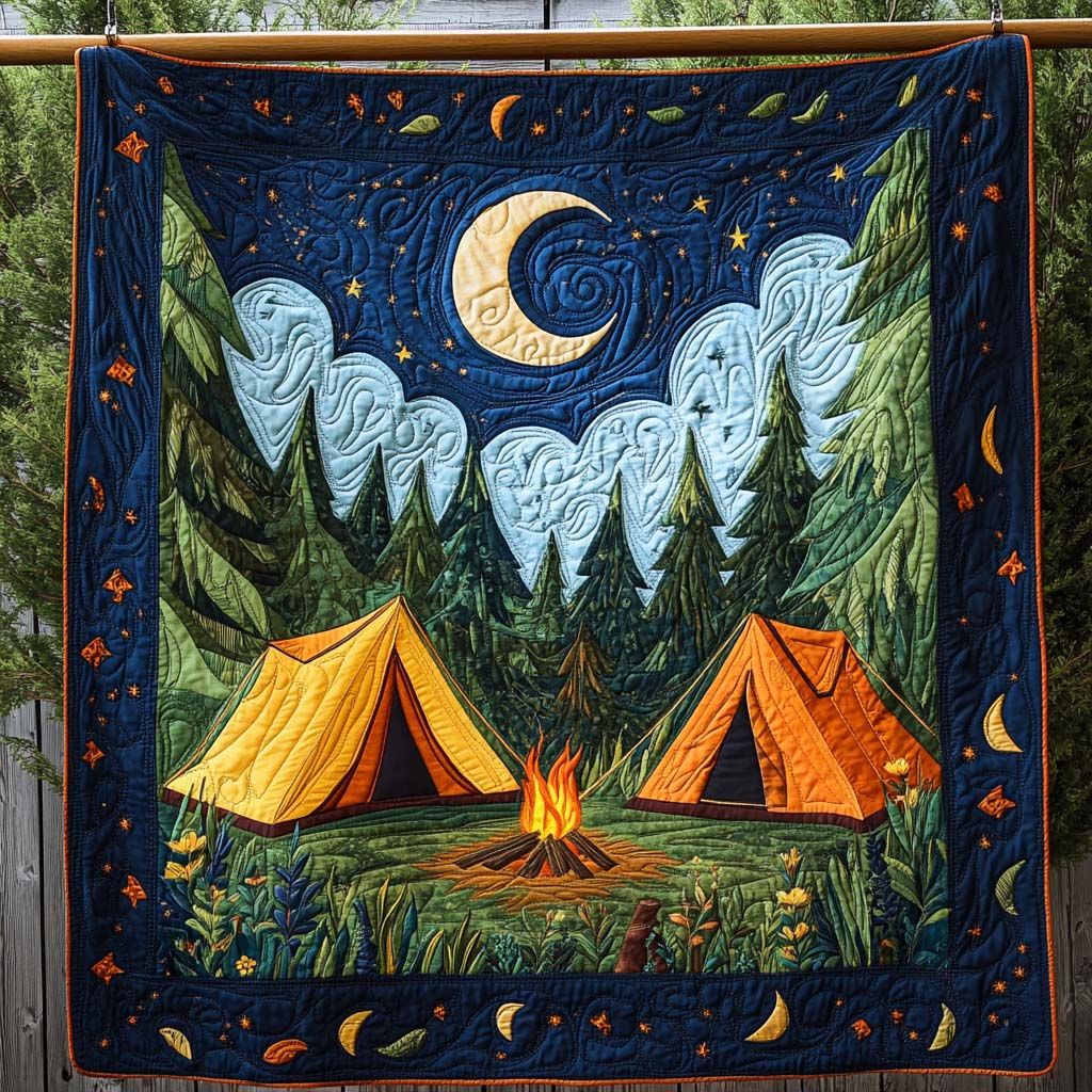 Campfire Glow Quilted Blanket Independence Day 2026 Patriotic Gifts For Dad - Tradiviet
