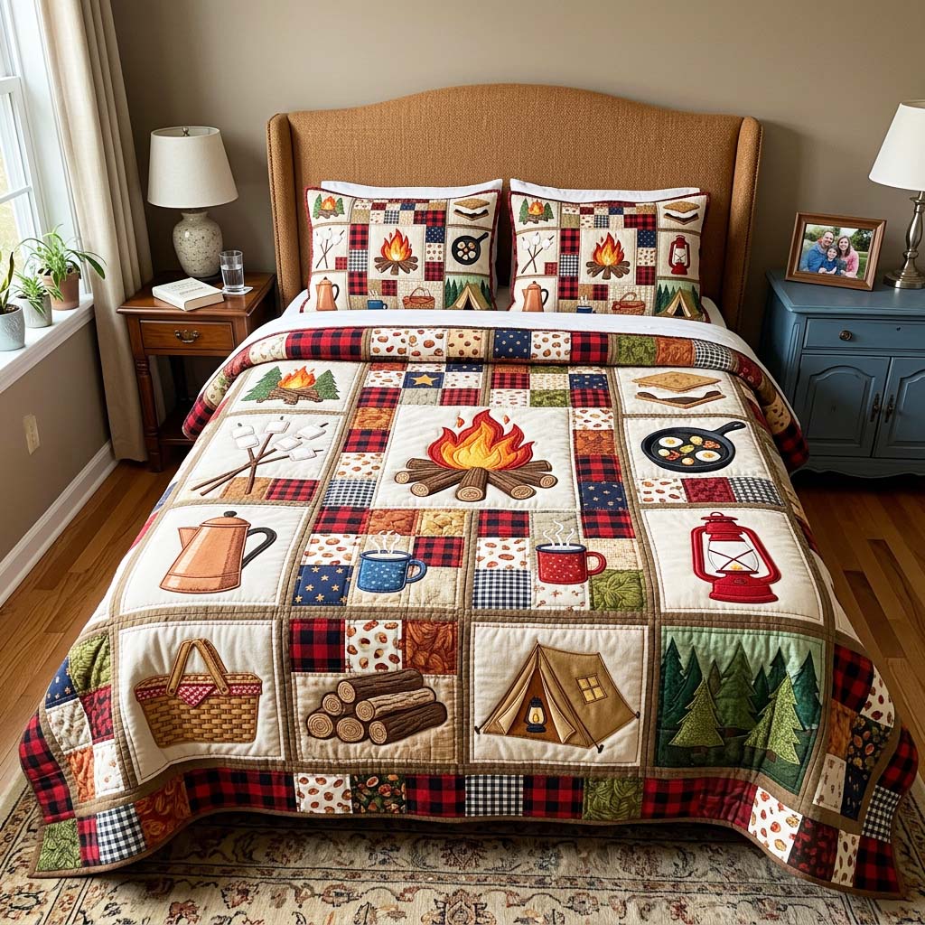 Campfire Patch Quilted Bedding Set Campfire Patch Appeal Gift For Campfire Patch - Tradiviet