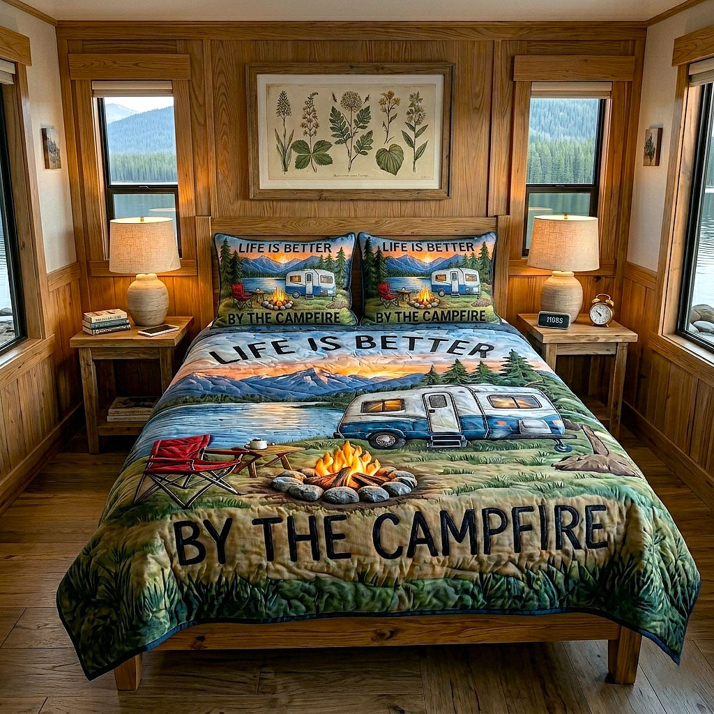 Camping Life Quilted Bedding Set Camping Life Bohemian Gift For Life Friends - Tradiviet