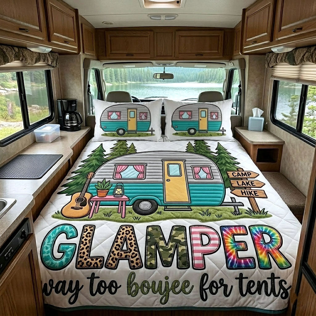 Camping Life Quilted Bedding Set Camping Life Celebration Gift For Camping Fans - Tradiviet