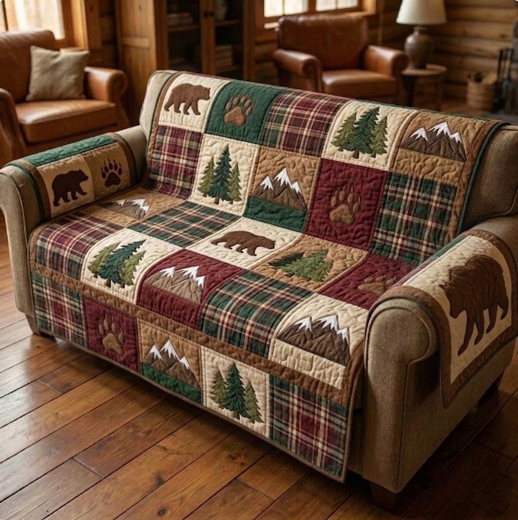 Camping Life Quilted Sofa Cover Cozy Home Couch Cover New Home Gift Ideas - Tradiviet