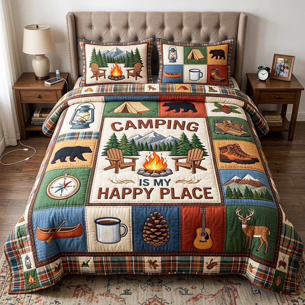 Camping Retreat Quilted Bedding Set Camping Retreat Palette Gift For Camping Retreat - Tradiviet