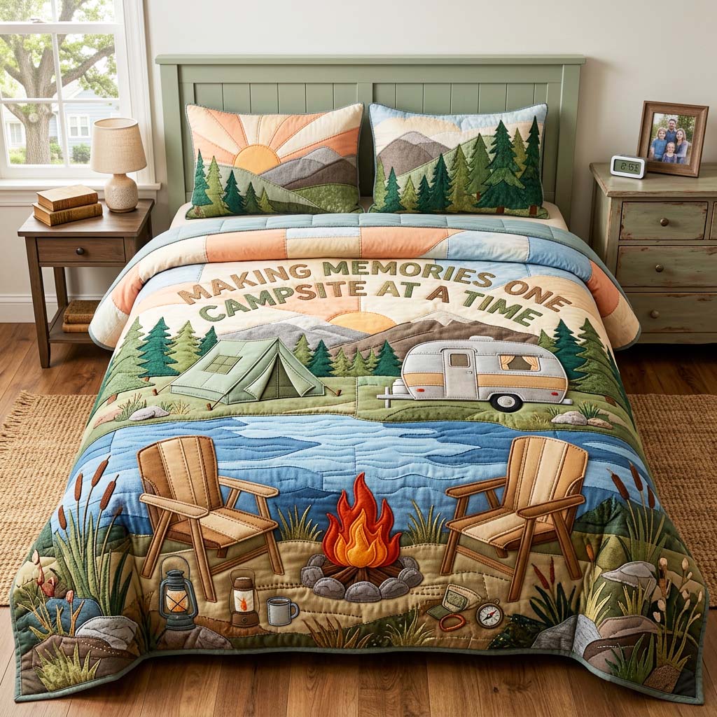 Campsite Memories Quilted Bedding Set Campsite Memories Spirit Gift For Campsite Memories - Tradiviet