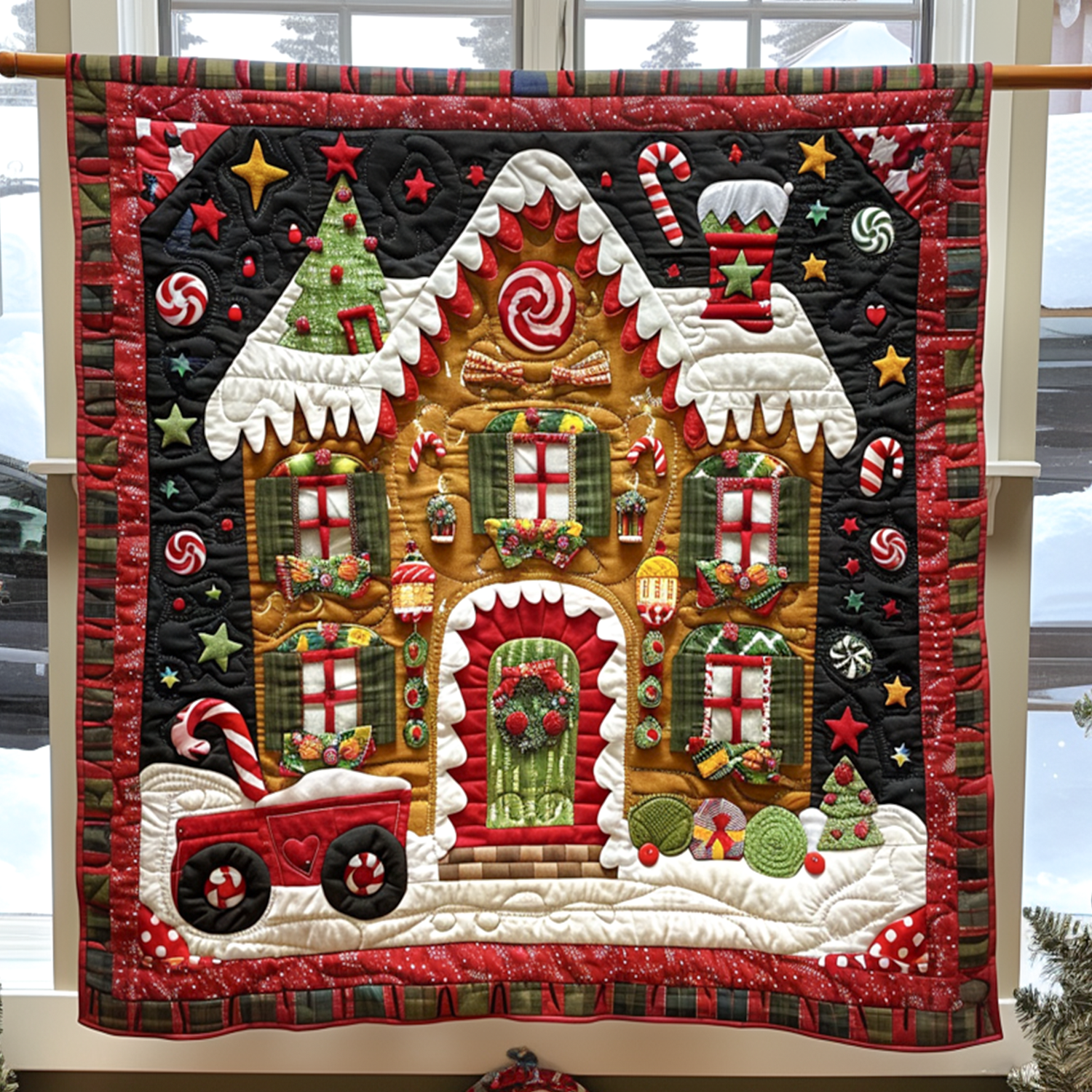 Candy Wonderland Quilted Blanket July 4 Decor Patriotic Gifts For Women - Tradiviet