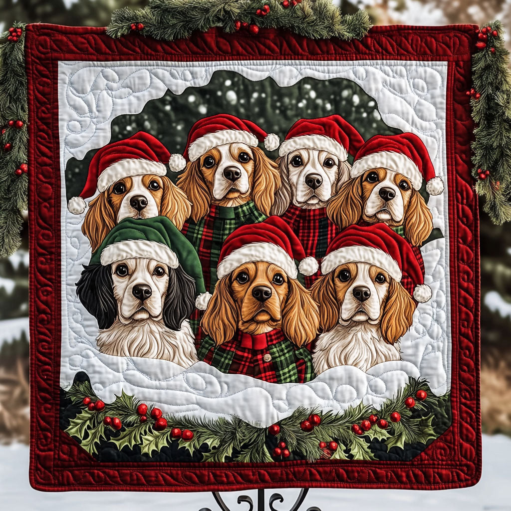 Canine Christmas Spirit Quilted Blanket Semiquincentennial Patriotic Birthday Gifts - Tradiviet