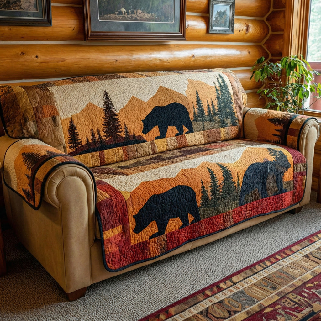 Canyon Bear Quilted Sofa Cover Table Room Decor Bear Gifts For Men - Tradiviet