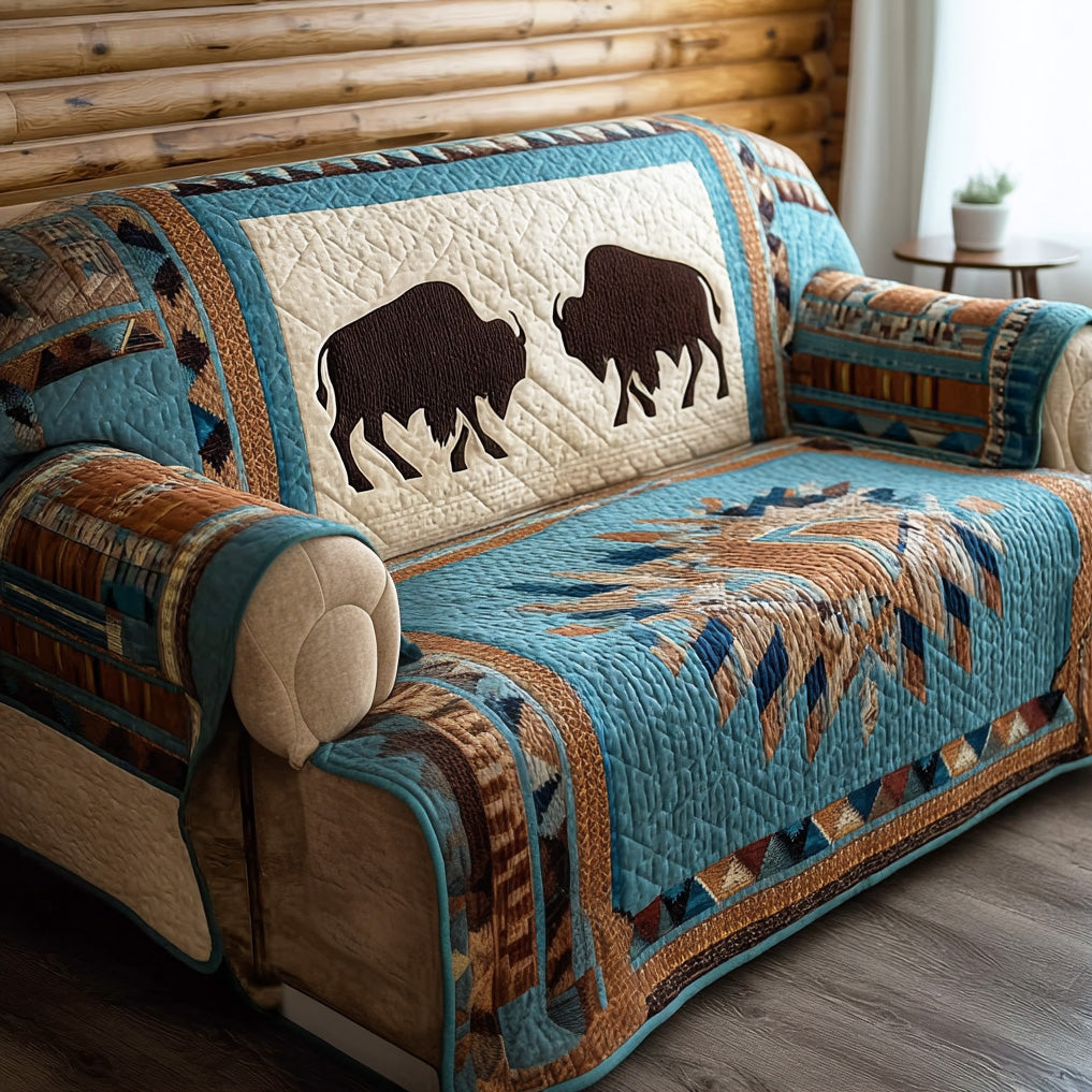 Canyon Bison Mark Quilted Sofa Cover Room Room Decor Ideas Gift For Room Decor - Tradiviet