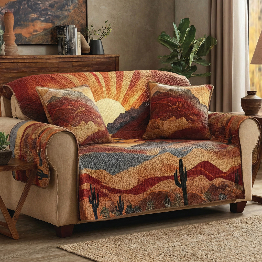 Canyon Glow Quilted Sofa Cover Modern Home Room Decor Gifts For House Lovers - Tradiviet