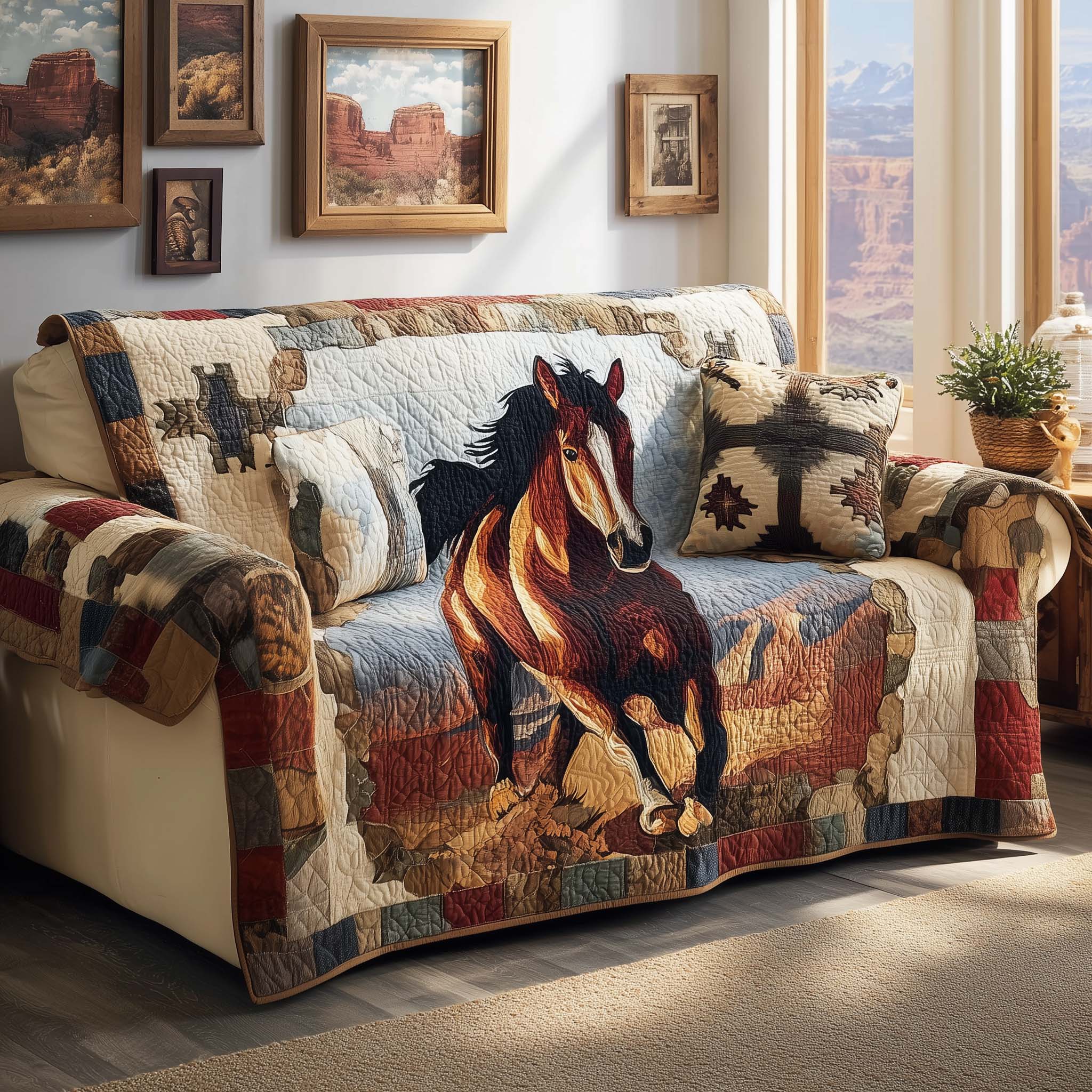 Canyon Runner Quilted Sofa Cover Southwest Home Couch Cover Presents For New Home - Tradiviet
